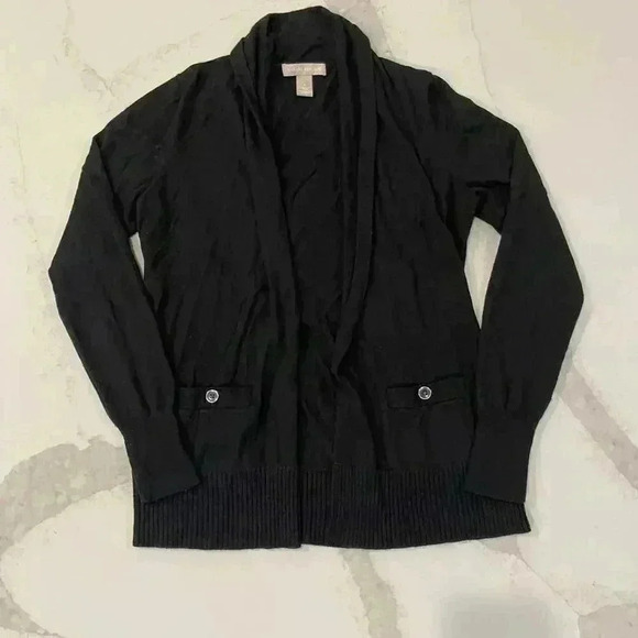 Banana Republic Open Front Wool Blend Cardigan Sweater Womens Small Front Pocket - Picture 1 of 4